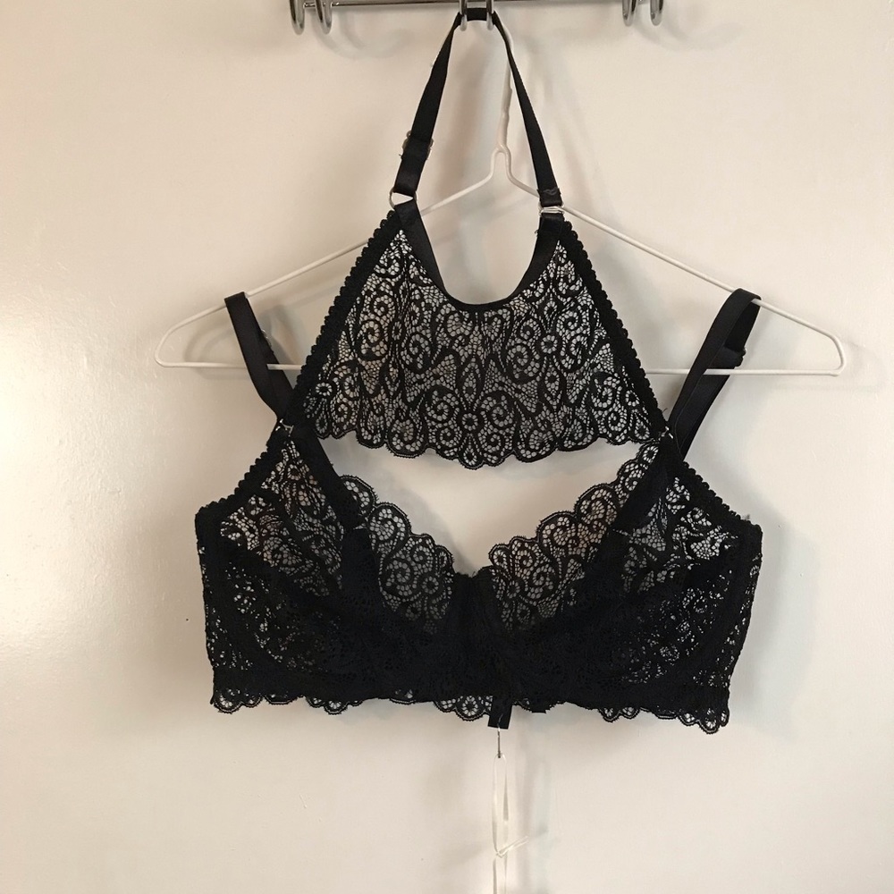 Black Lace Halter Bralette
